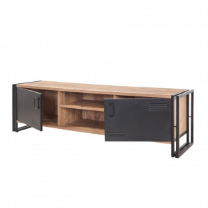 Comoda TV Salvador, Model Cosmo, 180x50x45 cm, Pin atlantic/Negru - Img 4