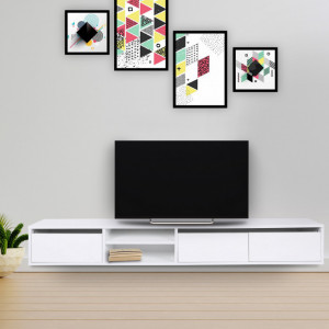 Comoda TV Salvador, Model Dublin, 180x30x25 cm, Alb - Img 1