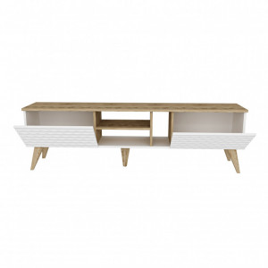 Comoda TV Salvador, Model Egg, 180x53x35 cm, Alb/Nuc - Img 5