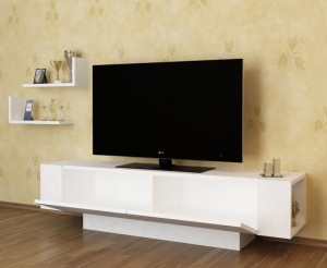 Comoda TV Salvador, Model Ekol, 150x40x31.5 cm, Alb - Img 2