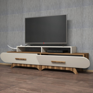 Comoda TV Salvador, Model Flora, 205x50x36.8 cm, Nuc/Crem - Img 2