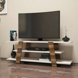 Comoda TV Salvador, Model Flower, 120x42x33.6 cm, Nuc/Crem - Img 1