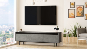 Comoda TV Salvador, Model LV1, 160x45.2x35.5 cm, Gri - Img 3