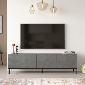 Comoda TV Salvador, Model LV6-RL, 170.3x46.4x35.5 cm, Argintiu/Negru - Img 1