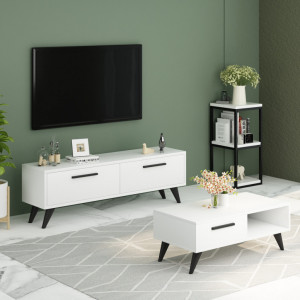 Comoda TV Salvador, Model Melisa, 120x45x29.6 cm, Alb - Img 3
