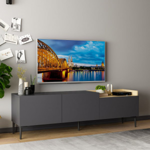 Comoda TV Salvador, Model Mia, 160x48x37 cm, Antracit - Img 4