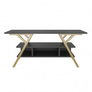 Comoda TV Salvador, Model Minerva, 120x55x35 cm, Auriu/Antracit - Img 5