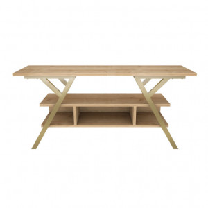 Comoda TV Salvador, Model Minerva, 120x55x35 cm, Auriu/Stejar - Img 5