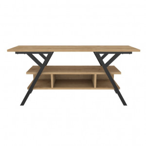 Comoda TV Salvador, Model Minerva, 120x55x35 cm, Negru/Stejar - Img 5