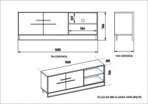 Comoda TV Salvador, Model Polka, 160x56.6x38.5 cm, Negru - Img 6