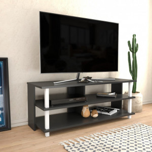 Comoda TV Salvador, Model Pueblo, 120x47.4x44.6 cm, Alb/Antracit - Img 2