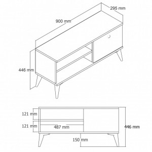 Comoda TV Salvador, Model Retro1552, 90x44.6x29.5 cm, Stejar - Img 5