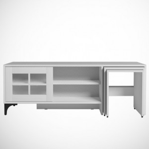 Comoda TV Salvador, Model Revival, 150x54x42 cm, Alb - Img 4