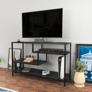 Comoda TV Salvador, Model Robbins, 120x75x39 cm, Negru/Antracit - Img 3
