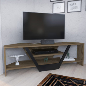 Comoda TV Salvador, Model Sares, 120x36.8x35 cm, StejarStejar/Negru - Img 2