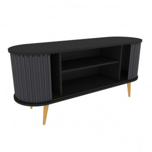 Comoda TV Salvador, Model Stor, 140x64x43 cm, Negru/Antracit - Img 3