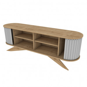 Comoda TV Salvador, Model Stor, 180x60x43 cm, Stejar safir/Alb - Img 2