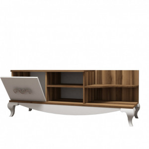 Comoda TV Salvador, Model Sultan, 130x50.6x45 cm, Nuc/Alb - Img 4