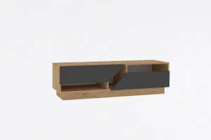 Comoda TV Salvador, Model Yaprak, 160x45x10 cm, Stejar safir/gri - Img 3