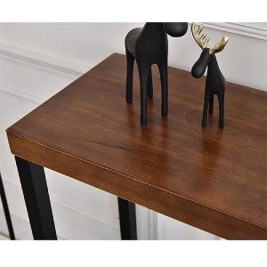 Consola Model Nore, Nuc/Negru, 79x29x85 cm, blat lemn masiv - Img 3