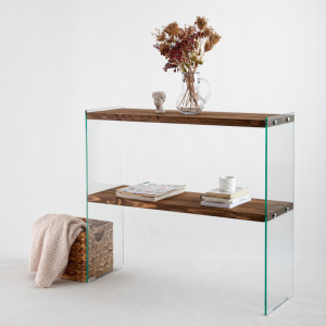 Consola Model Venedik, Nuc/Transparent, 90x30x80 cm - Img 1