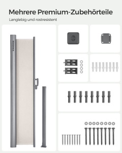 Copertina laterala, Songmics, 180 x 350 cm, Crem - Img 3