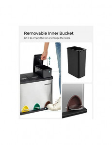 Cos de reciclare, Songmics, cu pedala, 3 în 1, LTB24L, metal - Img 4