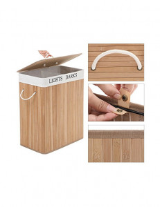 Cos de rufe, Songmics, Lemn, Natural, LCB64Y, 100L, 52 x 32 x 62 cm - Img 5
