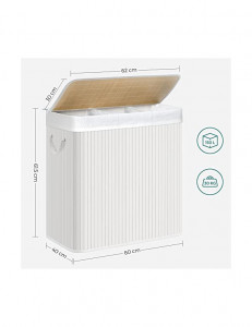 Cos pentru rufe, Songmics, 150 L, Alb, LCB091W01, Alb, 60 x 40 x 61 cm - Img 4