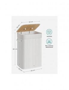 Cos pentru rufe, Songmics, 72 L, Alb, LCB010W01, 40 x 30 x 60 cm - Img 6