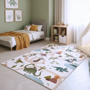 Covor Copii Coco Dino Planet Crem, 140 x 200 cm