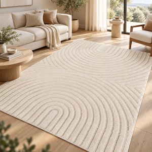 Covor tip Traversa VivaDeco Art V2, 60 x 110 cm, Crem, 100% Polipropilena, Fir 8 mm, 1900 g/mp, OEKO-TEX Standard 100