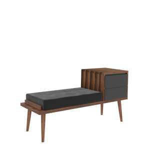Cuier cu bancuta Model Rino, Gri/Nuc, 120x45x40 cm - Img 3