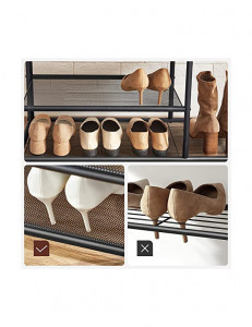Cuier cu bancuta si suport pantofi Model Benjamin, Maro Rustic/Negru, 85x30x180.5 cm - Img 5
