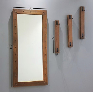 Cuier cu oglinda Model Hunter, Nuc, 68x6x110 cm - Img 4