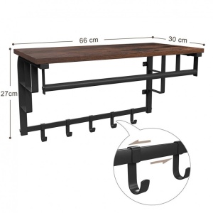 Cuier cu raft Model Barnes, Maro Rustic/Negru, 66x30x27 cm - Img 6