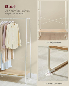 Cuier cu rafturi Model Bryan, Natur/Alb, 120×45×160 cm - Img 5
