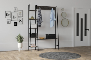 Cuier cu rafturi Model Marken, Antracit, 120x30x180 cm - Img 1