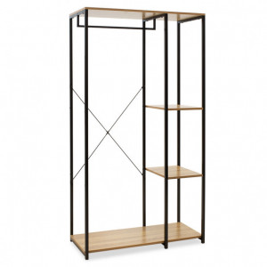 Cuier cu rafturi Model Ramon, Stejar/Negru, 90.5x41x167 cm