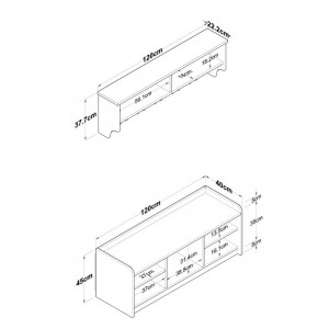Cuier de hol cu dulap Model Bean, Alb/Nuc, 120x40x45 cm - Img 5