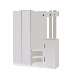 Cuier hol cu dulap Model DD8-W, Alb, 147.2x37.5x179.7 cm - Img 5