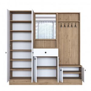 Cuier hol cu dulap Model Hood, Alb/Nuc, 179.4x35.5x182.8x cm - Img 4