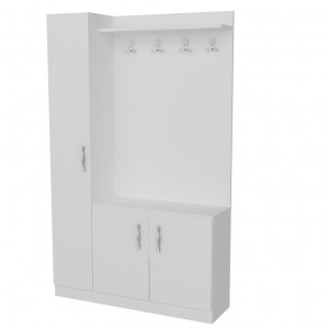Cuier hol cu dulap Model Naturel, Alb, 110x31.8x180 cm - Img 3