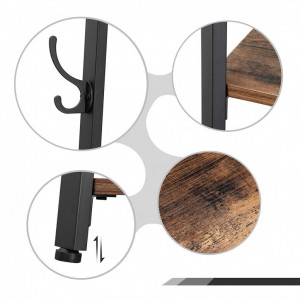Cuier tip pom cu rafturi Model Good, Maro Rustic/Negru, 43x43x180 cm - Img 8