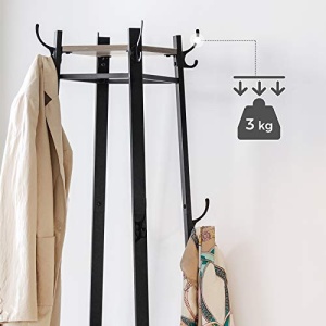 Cuier tip pom cu rafturi Model Newton, Bej/Negru, 43x43x180 cm - Img 6