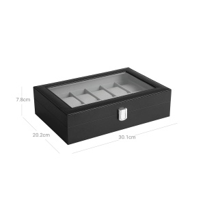 Cutie pentru ceasuri Model Luxury Vault, Negru, 30.2x20.2x8.1 cm - Img 7