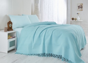 Cuvertura Pled pentru pat dublu Model 115 Turquoise - Img 1