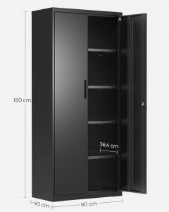 Dulap de depozitare din metal, Songmics, Negru, 80x40x180 cm - Img 3