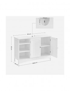 Dulap de depozitare pentru chiuveta, Vasagle, 2 usi, Alb, 90 x 30 x 60 cm - Img 4