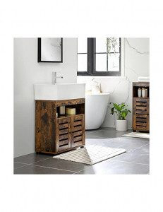 Dulap de depozitare pentru chiuveta, Vasagle, 2 usi, Maro Rustic, 60 x 30 x 63 cm - Img 3